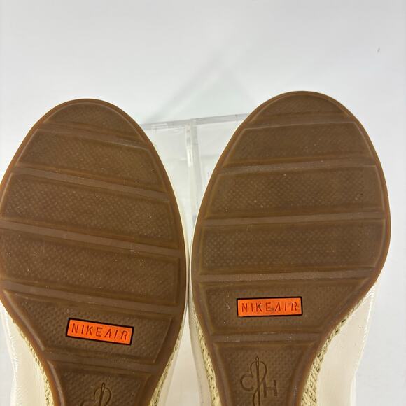 Cole Haan Air Tali Peep Toe Wedge Ivory Patent Leather Espadrille Sole - Picture 13 of 15